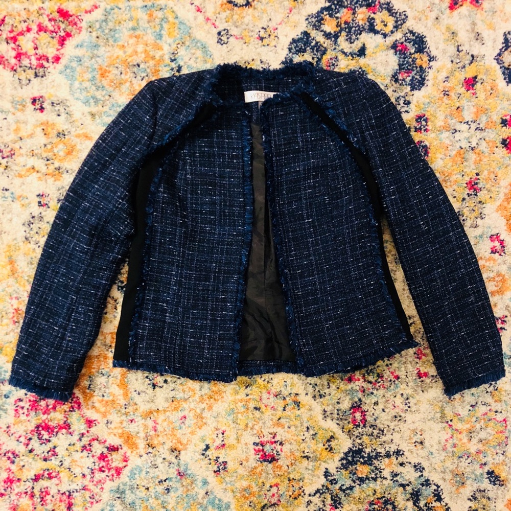Kasper Career Blue Tweed Blazer Size 8